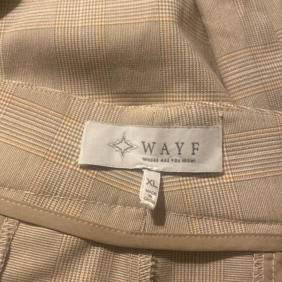 WAYF Pleated Trousers in Taupe Plaid Career Casual Size XL - Picture 4 of 6